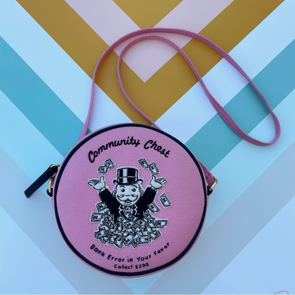 Olympia Le-Tan Monopoly Community Chest bank error dizzie shoulder bag in pink - Picture 7 of 16